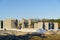 construction site of a private house. unfinished house made of expanded clay concrete blocks. building a house with your