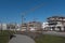 Construction site of several residential buildings in the new district of Frankfurt-Riedberg, Germany