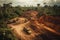 a construction site with tractors working in the jungle. Generative Ai