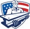 Construction Steel Worker I-Beam American Flag