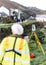 Construction survey digital analogue laser dot equipment on tripod surveying building roads.