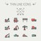 Construction thin line icon set