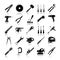 Construction tools drop shadow black glyph icons set