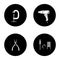 Construction tools glyph icons set