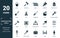 Construction Tools icon set. Monochrome sign collection with bucket, paint roller, bricks, paintbrush and over icons