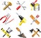 Construction tools icons detailed set