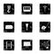 Construction tools icons set, grunge style