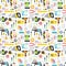 Construction tools vector icons seamless pattern.