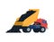Construction truck unloads asphalt, construction machinery for road repair, vector heavy equipment illustration