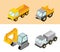 Construction trucks machine transport and work isometric