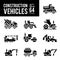 Construction Vehicle and Transport Glyph and Solid Icons.