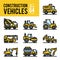 Construction Vehicle and Transport Outline Color Icons.