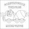 Construction vehicles coloring book or page with cute litle animal driver  Cartoon isolated vector illustration  Creative vector