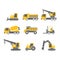 Construction vehicles flat design icon set