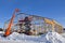 Construction of a warehouse in the winter weather