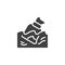 Construction waste, water pollution vector icon