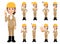 Construction, Women in Beige Workwear, A Set of 9 Poses