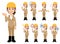 Construction, Women in Beige Workwear, A Set of 9 Poses