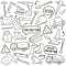 Construction Work Traditional Doodle Icons Sketch Hand Made Design Vector