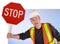 Construction Worker Asking to Stop Doing Something