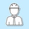 Construction worker avatar sticker icon. Simple thin line, outline vector of avatar icons for ui and ux, website or mobile