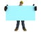 Construction Worker with blank blue board