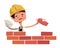 Construction worker building wall illustration cartoon character