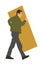 Construction worker carrying box tools building material on hands illustration. Painter work adaptation. Delivery service.