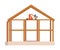 Construction Worker Character Wearing Workwear and Protective Helmet Building Wooden House Cartoon Vector Illustration