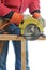 Construction Worker With Circular Saw