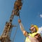 Construction worker with crane