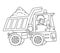 Construction worker in a dump truck. Coloring book