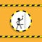 Construction worker with hammer and spirit level. Vector icon.