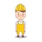 Construction worker handy man in yellow helmet. Flat design. Vector illustration character.