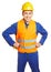 Construction worker with hardhat and safety vest
