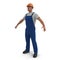 Construction Worker with Hardhat Standing Pose On White