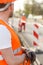 Construction worker in high-visibility clothes