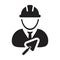Construction worker icon with trowel vector male contractor person profile avatar with hardhat helmet in a glyph pictogram