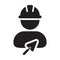 Construction worker icon with trowel vector male contractor person profile avatar with hardhat helmet in a glyph pictogram