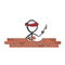 Construction worker laying bricks. Vector simple stickman. Building installing red bricks house. no face clipart cartoon. Hand