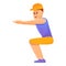 Construction worker make exercise icon, cartoon style