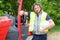 Construction worker man with Skid Steer