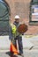 Construction worker regulate traffic in Brooklyn