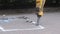 Construction worker repairing road with Jackhammer