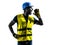 Construction worker screaming safety vest silhouette