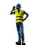 Construction worker screaming safety vest silhouette