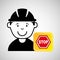 Construction worker sign stop graphic