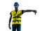 Construction worker signaling safety vest lower boom silhouette