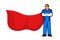 Construction worker superhero. Super hero builder in helmet and cloak. Vector isolated Illustration for happy labor or