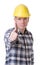 Construction worker with thumbs up